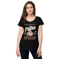 Load image into Gallery viewer, Powered by Coffee and Sarcasm, Women’s round neck tee
