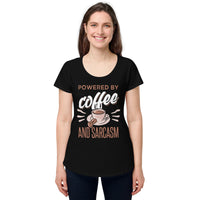 Load image into Gallery viewer, Powered by Coffee and Sarcasm, Women’s round neck tee
