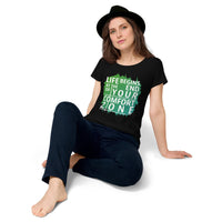 Load image into Gallery viewer, Life begins at the end of your comfort zone, Women’s round neck tee
