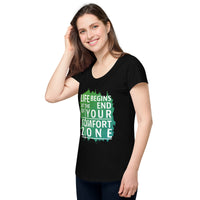 Load image into Gallery viewer, Life begins at the end of your comfort zone, Women’s round neck tee
