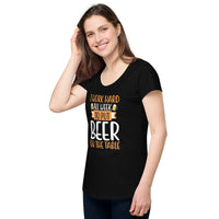 Load image into Gallery viewer, I work hard all week to put beer on the table, Women’s round neck tee
