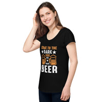 Load image into Gallery viewer, Come to the darkside, we have beer. Women’s round neck tee
