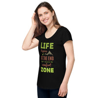Load image into Gallery viewer, Life begins at the end of your comfort zone, Women’s round neck tee
