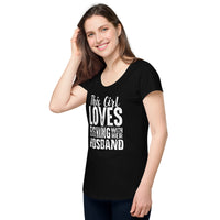 Load image into Gallery viewer, This girl loves fishing with her husband, Women’s round neck tee
