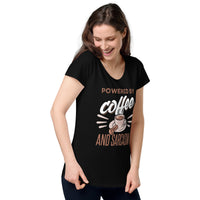 Load image into Gallery viewer, Powered by Coffee and Sarcasm, Women’s round neck tee
