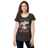 Load image into Gallery viewer, Powered by Coffee and Sarcasm, Women’s round neck tee
