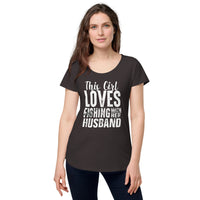 Load image into Gallery viewer, This girl loves fishing with her husband, Women’s round neck tee
