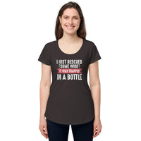 Load image into Gallery viewer, I just rescued some wine. It was trapped in a bottle. Women’s round neck tee
