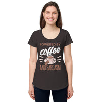 Load image into Gallery viewer, Powered by Coffee and Sarcasm, Women’s round neck tee
