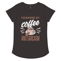 Load image into Gallery viewer, Powered by Coffee and Sarcasm, Women’s round neck tee
