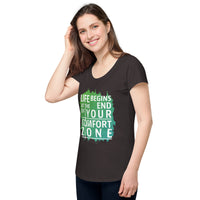 Load image into Gallery viewer, Life begins at the end of your comfort zone, Women’s round neck tee
