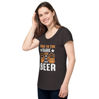 Load image into Gallery viewer, Come to the darkside, we have beer. Women’s round neck tee
