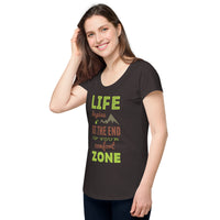 Load image into Gallery viewer, Life begins at the end of your comfort zone, Women’s round neck tee
