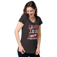 Load image into Gallery viewer, Wine is like duct tape, it fixes everything, Women’s round neck tee
