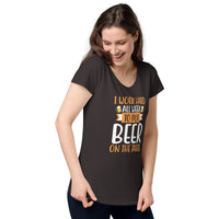 Load image into Gallery viewer, I work hard all week to put beer on the table, Women’s round neck tee
