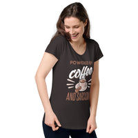Load image into Gallery viewer, Powered by Coffee and Sarcasm, Women’s round neck tee

