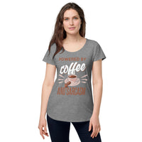 Load image into Gallery viewer, Powered by Coffee and Sarcasm, Women’s round neck tee
