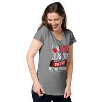 Load image into Gallery viewer, Wine is like duct tape, it fixes everything, Women’s round neck tee
