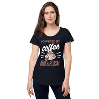Load image into Gallery viewer, Powered by Coffee and Sarcasm, Women’s round neck tee
