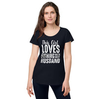Load image into Gallery viewer, This girl loves fishing with her husband, Women’s round neck tee
