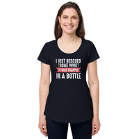 Load image into Gallery viewer, I just rescued some wine. It was trapped in a bottle. Women’s round neck tee
