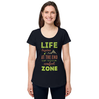 Load image into Gallery viewer, Life begins at the end of your comfort zone, Women’s round neck tee
