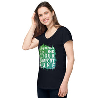 Load image into Gallery viewer, Life begins at the end of your comfort zone, Women’s round neck tee

