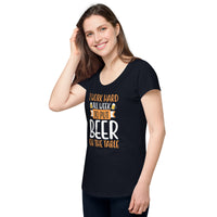 Load image into Gallery viewer, I work hard all week to put beer on the table, Women’s round neck tee
