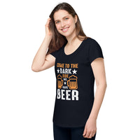 Load image into Gallery viewer, Come to the darkside, we have beer. Women’s round neck tee
