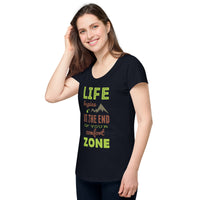 Load image into Gallery viewer, Life begins at the end of your comfort zone, Women’s round neck tee
