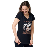 Load image into Gallery viewer, Powered by Coffee and Sarcasm, Women’s round neck tee

