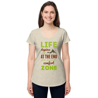 Load image into Gallery viewer, Life begins at the end of your comfort zone, Women’s round neck tee
