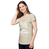 Load image into Gallery viewer, This girl loves fishing with her husband, Women’s round neck tee
