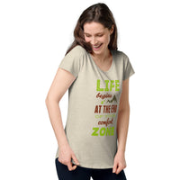 Load image into Gallery viewer, Life begins at the end of your comfort zone, Women’s round neck tee
