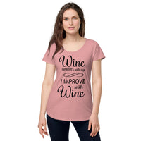 Load image into Gallery viewer, Wine improves with age, I improve with wine, Women’s round neck tee
