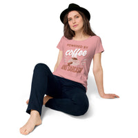Load image into Gallery viewer, Powered by Coffee and Sarcasm, Women’s round neck tee
