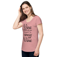 Load image into Gallery viewer, Wine improves with age, I improve with wine, Women’s round neck tee
