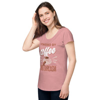Load image into Gallery viewer, Powered by Coffee and Sarcasm, Women’s round neck tee

