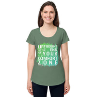 Load image into Gallery viewer, Life begins at the end of your comfort zone, Women’s round neck tee

