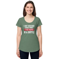 Load image into Gallery viewer, I just rescued some wine. It was trapped in a bottle. Women’s round neck tee
