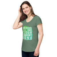 Load image into Gallery viewer, Life begins at the end of your comfort zone, Women’s round neck tee

