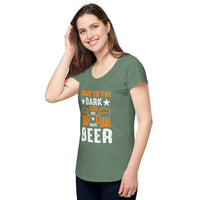 Load image into Gallery viewer, Come to the darkside, we have beer. Women’s round neck tee
