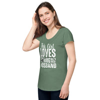 Load image into Gallery viewer, This girl loves fishing with her husband, Women’s round neck tee

