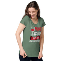 Load image into Gallery viewer, Wine is like duct tape, it fixes everything, Women’s round neck tee
