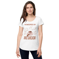 Load image into Gallery viewer, Powered by Coffee and Sarcasm, Women’s round neck tee
