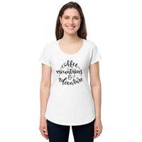 Load image into Gallery viewer, Coffee, mountains &amp; adventure, Women’s round neck tee

