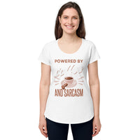 Load image into Gallery viewer, Powered by Coffee and Sarcasm, Women’s round neck tee
