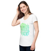 Load image into Gallery viewer, Life begins at the end of your comfort zone, Women’s round neck tee
