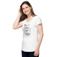 Load image into Gallery viewer, Keep calm and drink coffee, Women’s round neck tee
