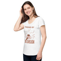 Load image into Gallery viewer, Powered by Coffee and Sarcasm, Women’s round neck tee
